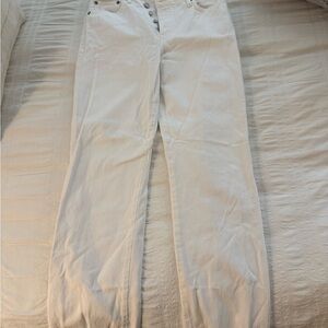 White High-Rise Button-Fly Jeans